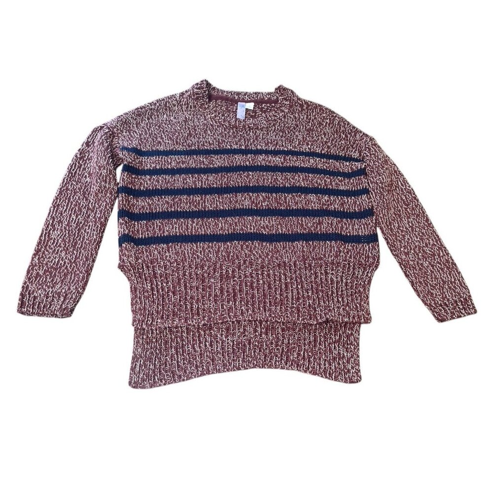 ALYA Women's Size Small Red Striped Sweater High Low Hem
